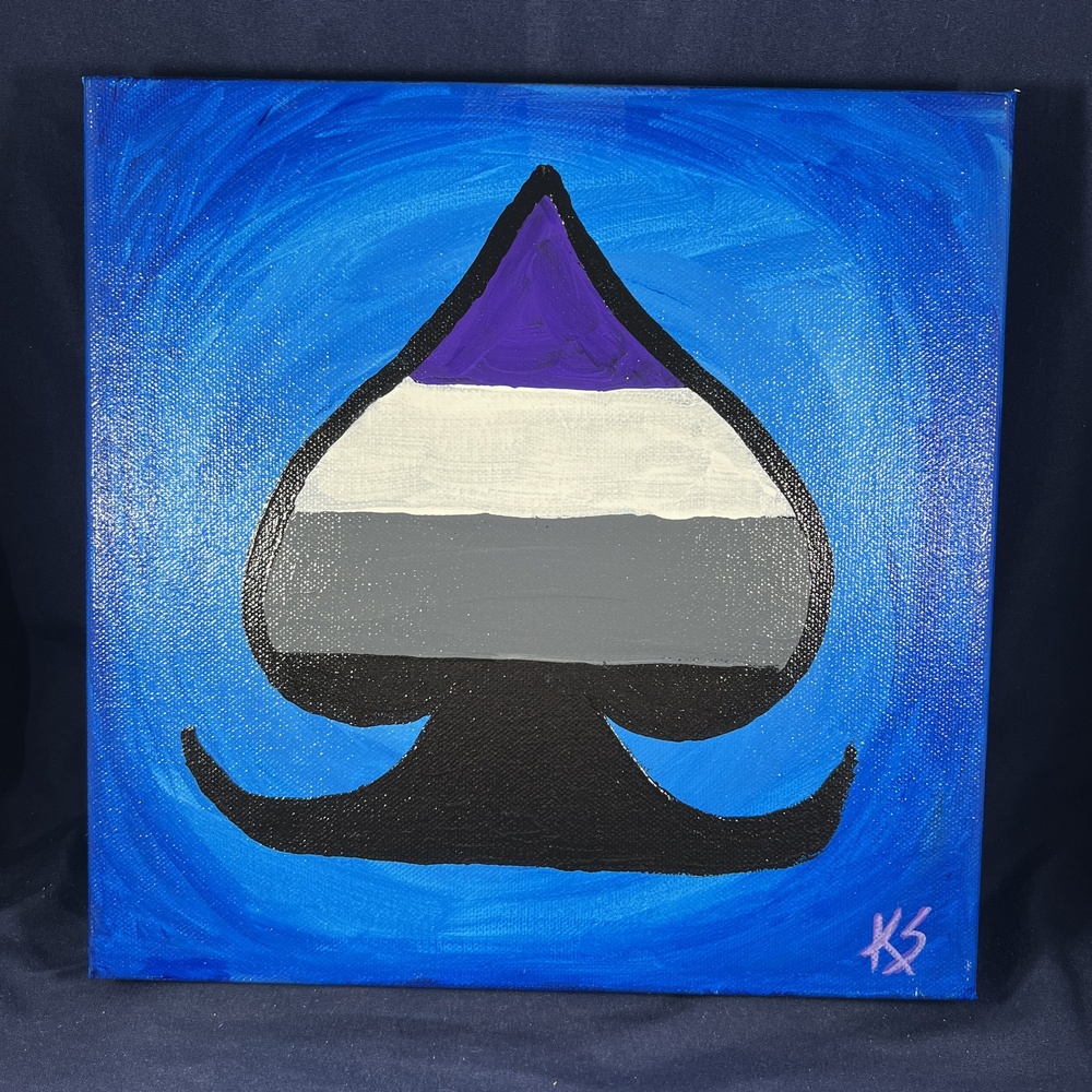 10 x 10 Asexual Pride Spade Acrylic Painting Art Decor Original Symbolic Queer
